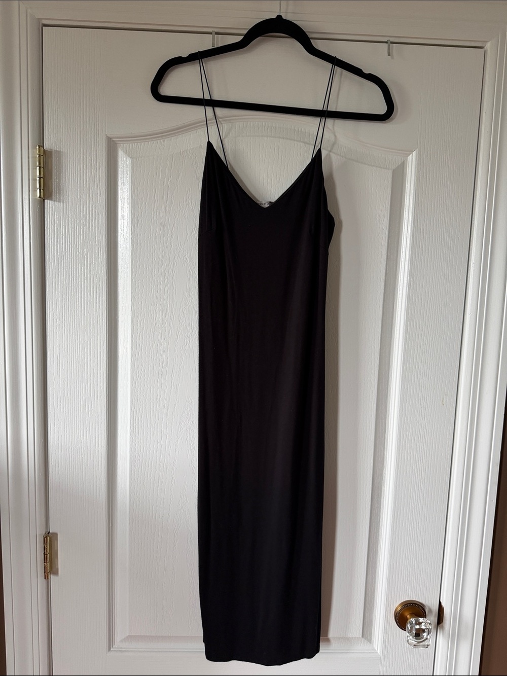 Necessary Objects Black Midi Slip Dress with Spaghetti Straps